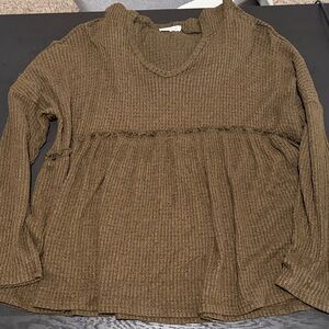 Women's olive green Ribbed Top